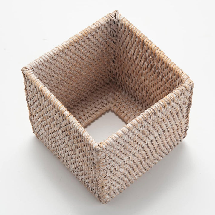 Kosmetiktücherbox aus Rattan, Quadratische Geflochtener Tücherbox Halter, Gewebter Gesichtstuchhalte