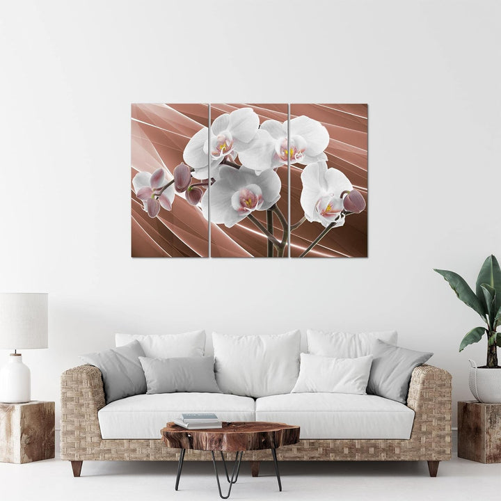 Runa Art Wandbilder Blumen Orchidee Bild XXL Wohnzimmer Schlafzimmer Beige Braun Abstrakt 120 x 80 c
