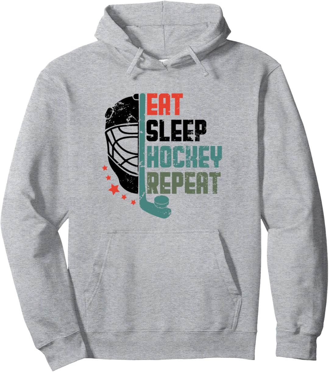 Eat Sleep Hockey Repeat Hockey Lovers Sport Herren Damen Jungen Pullover Hoodie