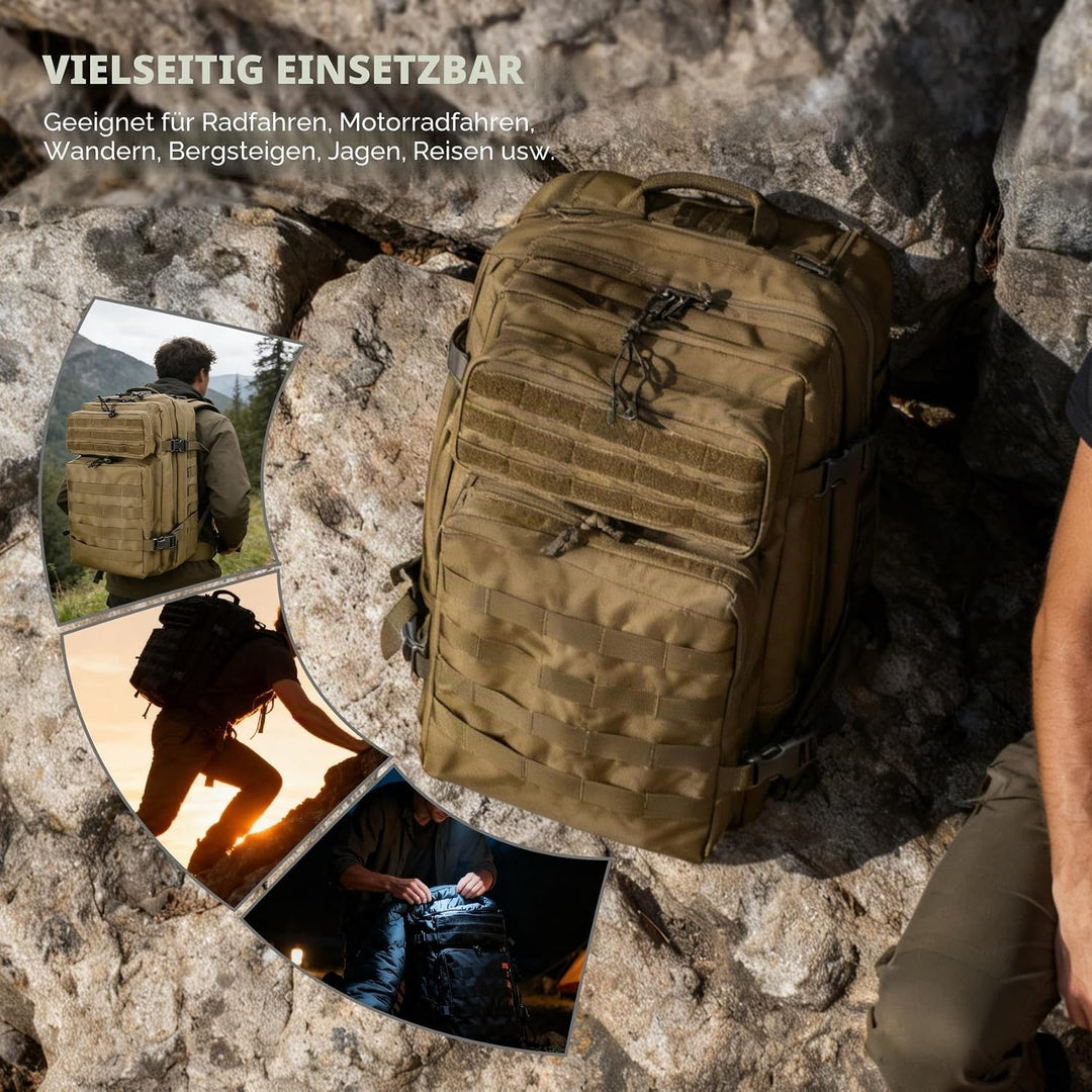45L Militär Taktische Rucksack,Grosse Kapazität 3 Tage Armee Assault Pack Bag Go Bag Rucksack für Wa