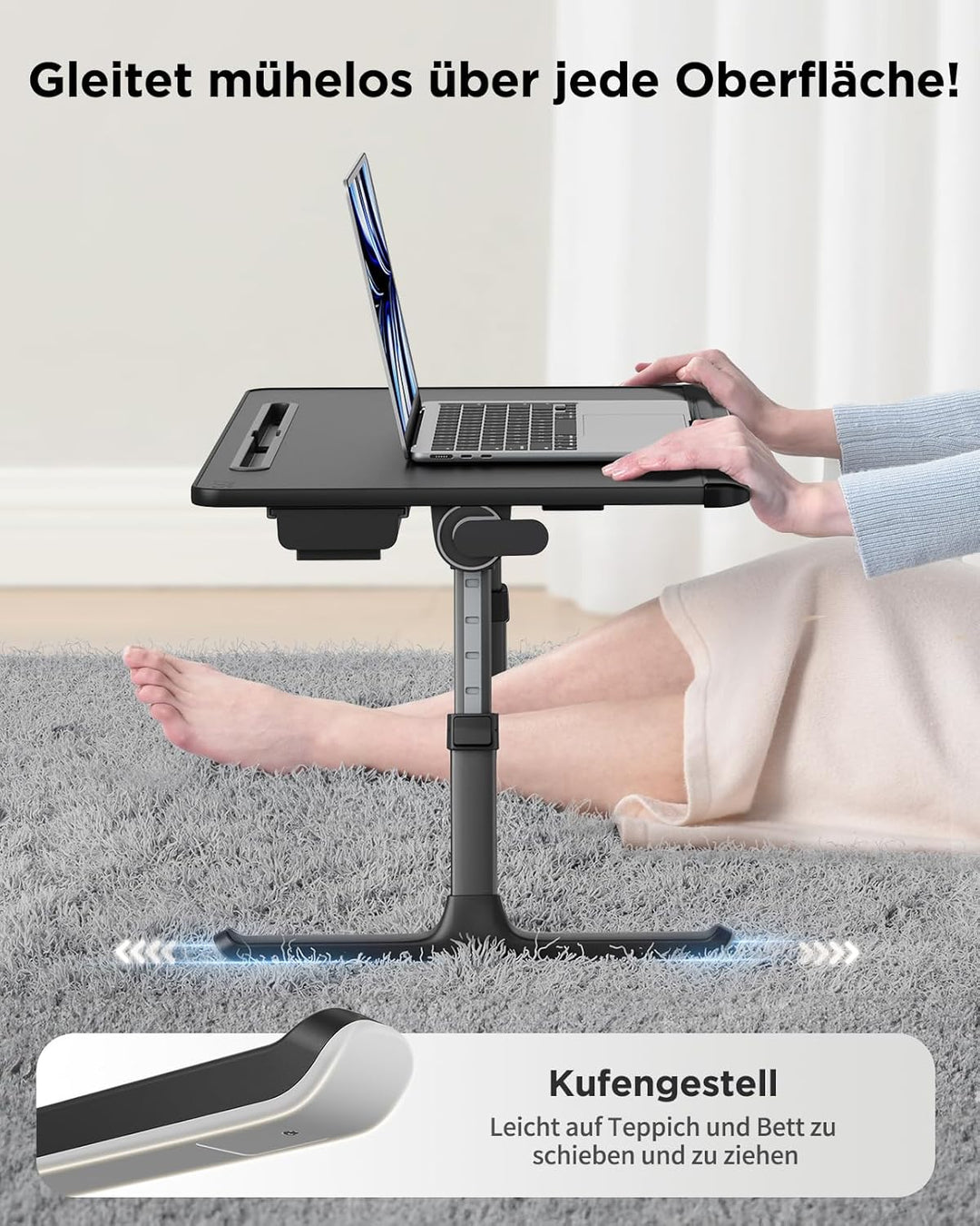 SAIJI Laptop Tisch [Premium XXL Extra Gross] mit Höhenverstellbarem Lesepult, Vielseitig Einsetzbare