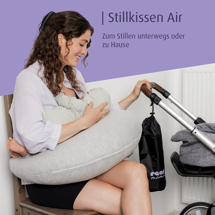 reer Stillkissen to Go, aufblasbares ergonomisches Reisestillkissen in Tropfenform, kleines Stillkis
