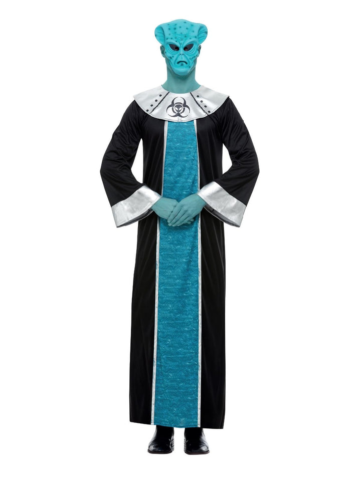 Smiffys Alien Lord Collection, Blue with Robe & EVA Mask, Halloween Space Fancy Dress, Alien Dress U