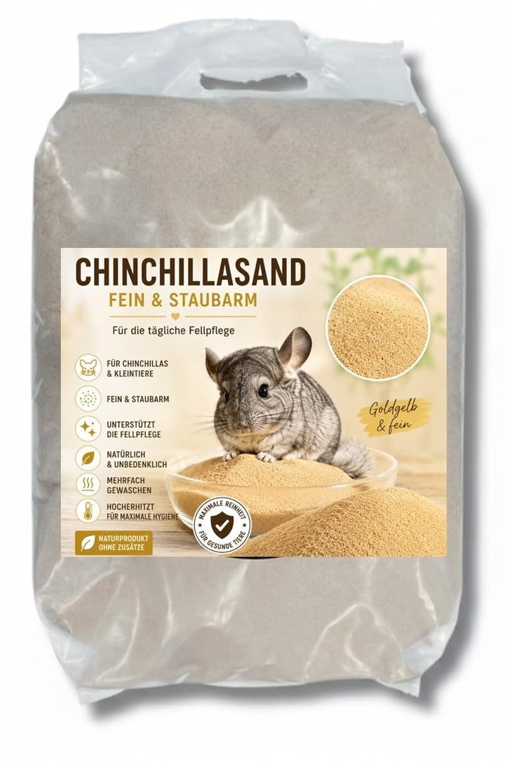 Ruemar Premium Chinchillasand goldgelb 15kg | Extra feiner Badesand, Für Chinchilla, Degus &amp; Rennmäu