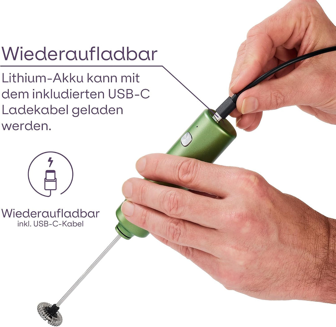 AdHoc Chado Set 3-tlg. – Matcha-Geniesser-Set mit elektrischem Milchaufschäumer, mundgeblasenem Glas