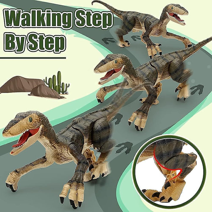 Fernbedienung Dinosaurier Spielzeug,Elektronisch Gehender Velociraptor mit LED-Beleuchtung&amp;Realistis