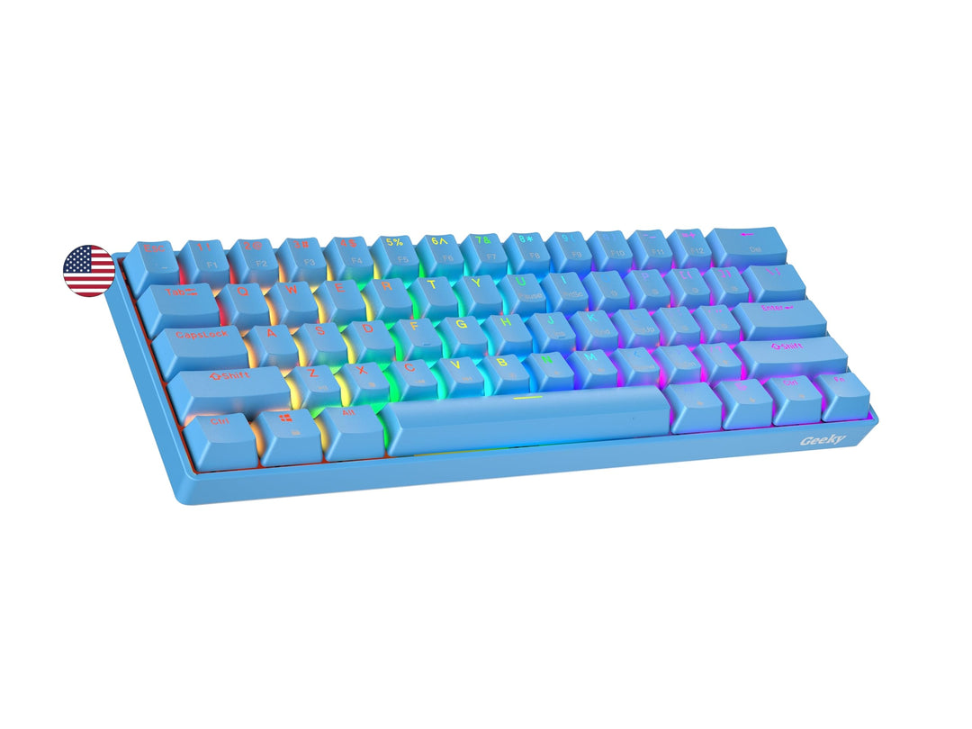 Geeky GK61 SE 60% | Mechanische Gaming-Tastatur | 61 Tasten Multi Color RGB LED Hintergrundbeleuchtu