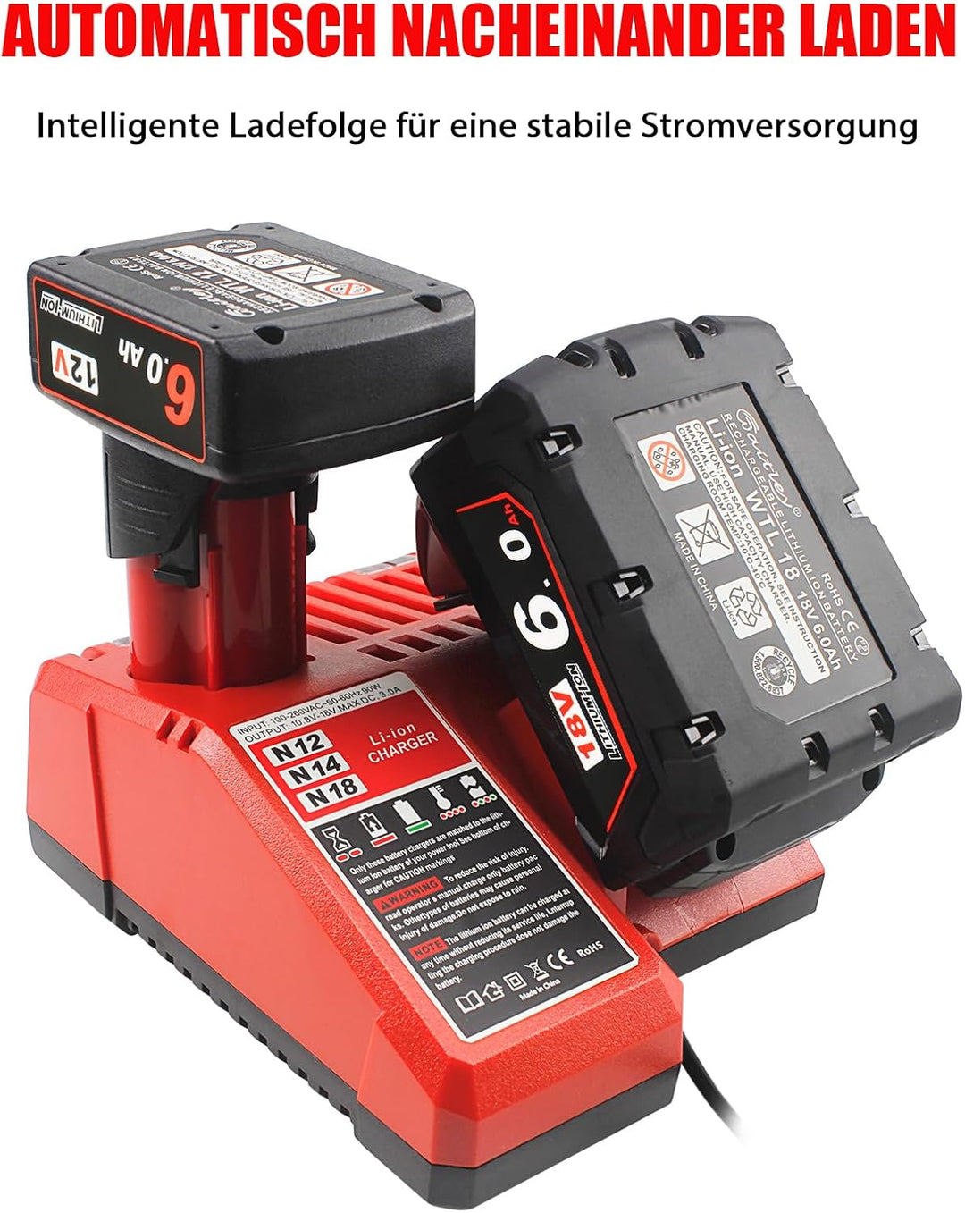 Waitley M12 &amp; M18 Ladegerät für Milwaukee M18 M12 akku
