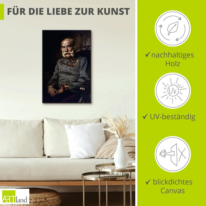 ARTland Leinwandbilder Wandbild Bild auf Leinwand 40x60 cm Wanddeko Österreich Uniform Orden Portrai
