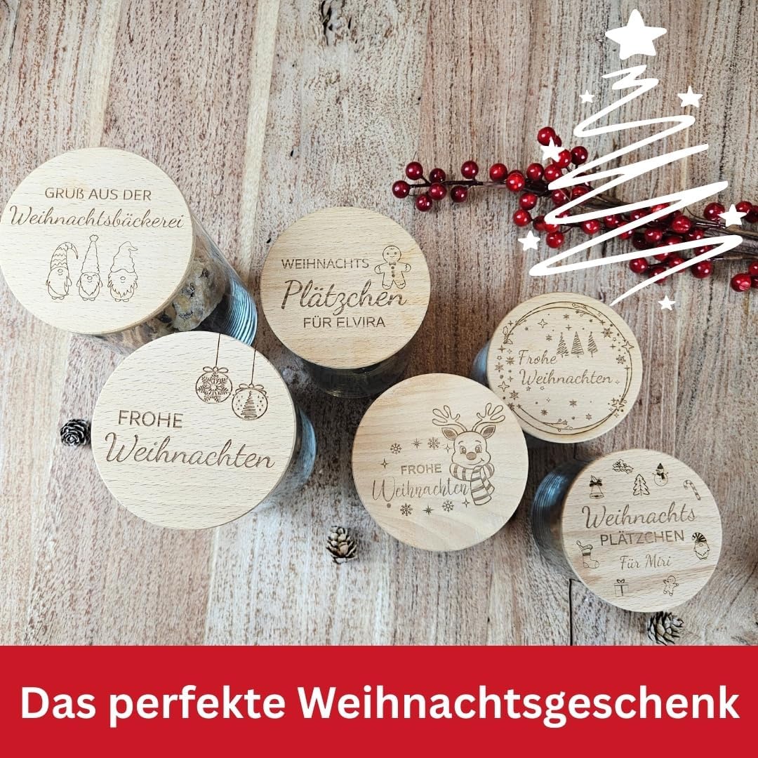 Vorratsglas Weihnachten mit Gravur | Keksdose Weihnachten Glas | Geschenk Kollegin, Freundin, Mitarb