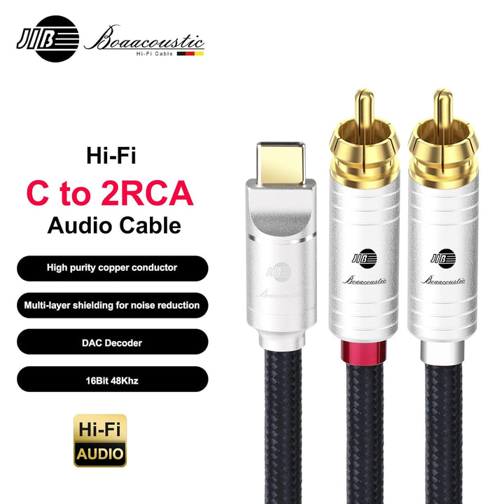 JIB Audiophile USB C auf Cinch Audio Kabel,Type C auf 2 RCA Stereo Adapterkabel kompatibel mit HUAWE