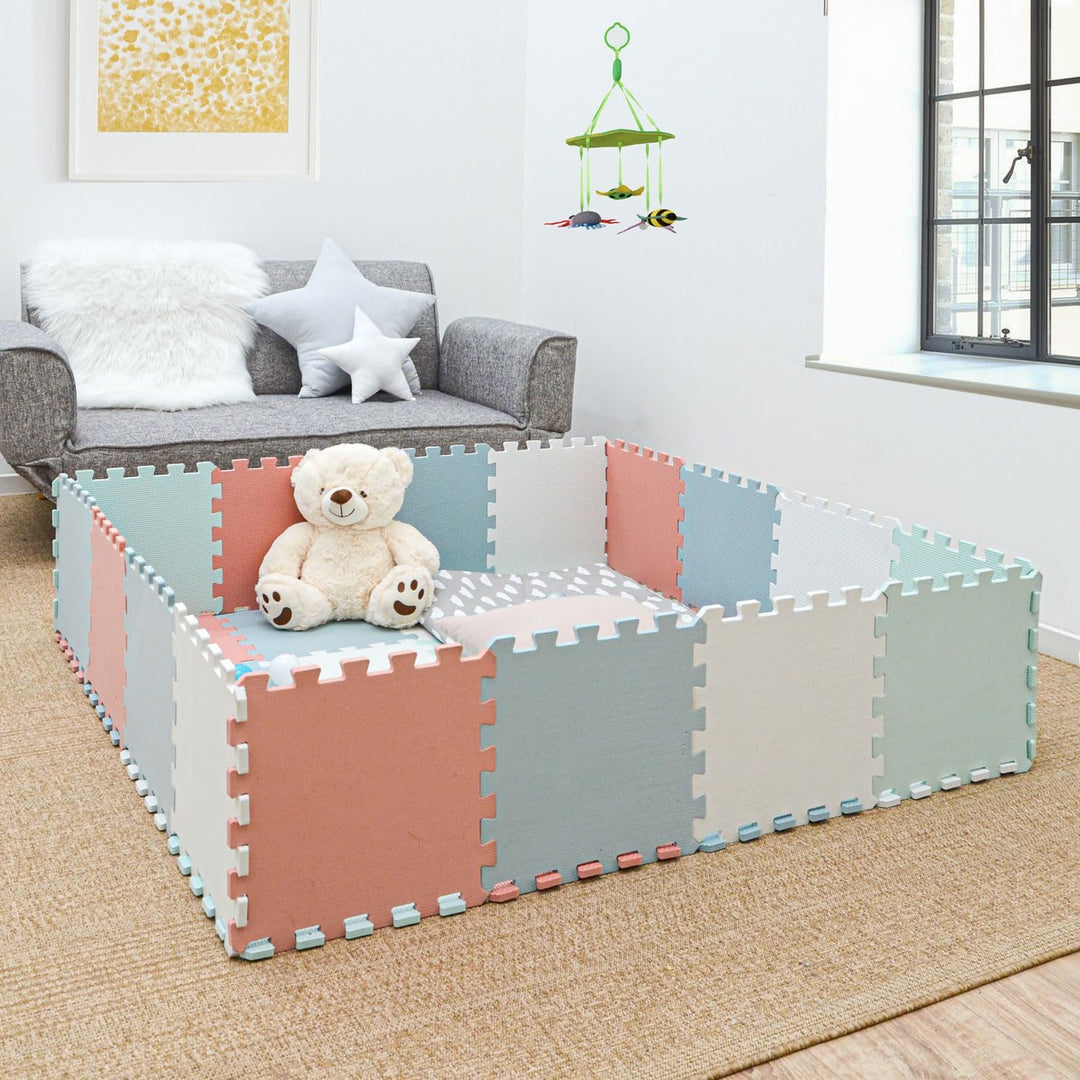 LittleTom 9 Teile Spielmatte Baby Puzzlematte ab Null - 30x30 Krabbelmatte Baby - Spielmatte Kinder
