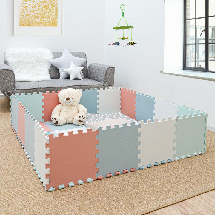 LittleTom 9 Teile Spielmatte Baby Puzzlematte ab Null - 30x30 Krabbelmatte Baby - Spielmatte Kinder