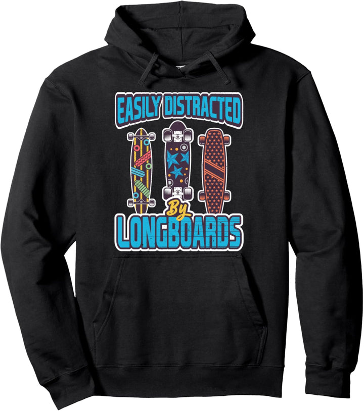Leicht ablenkbar Longboards skaten Geschenk Skater Longboard Pullover Hoodie