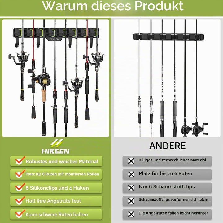 Angelrutenhalter für Garage mit Federgriff Design, Fishing Rod Rack Wand Angel Rutenhalter Vertikale