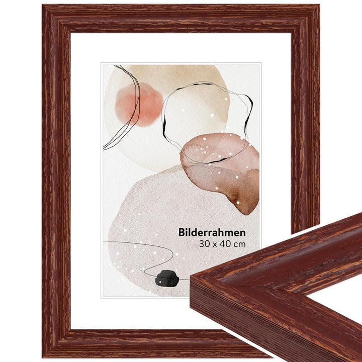 WANDStyle Bilderrahmen 30x60 Braun, Vintage Bilderrahmen Holz, hochwertiger Holzbilderrahmen, Poster