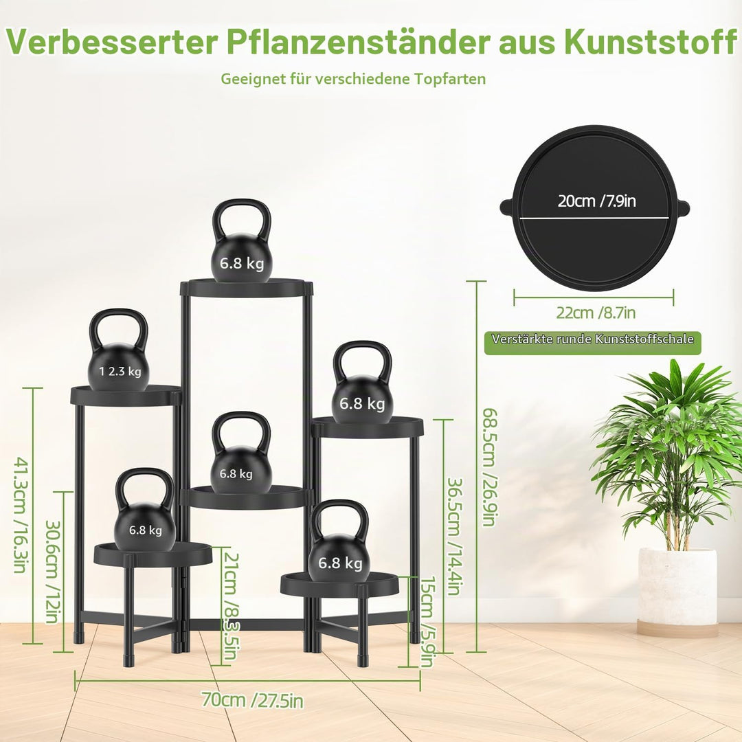 iDavosic.ly Pflanzenständer Metall Kunststoffe mit 6 Ebenen, Blumenständer Plant Stand Indoor Outdoo