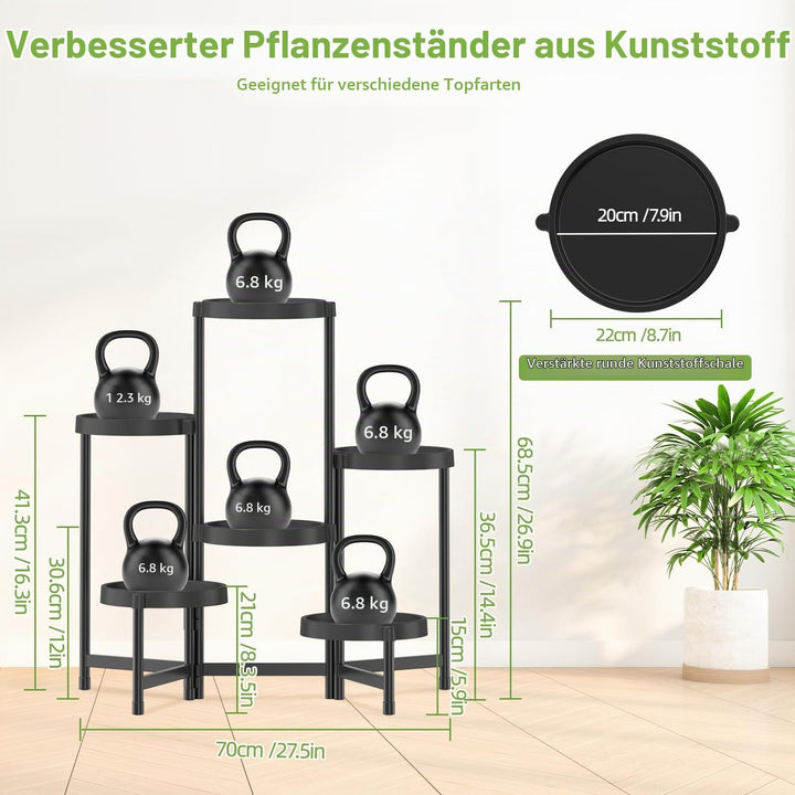 iDavosic.ly Pflanzenständer Metall Kunststoffe mit 6 Ebenen, Blumenständer Plant Stand Indoor Outdoo