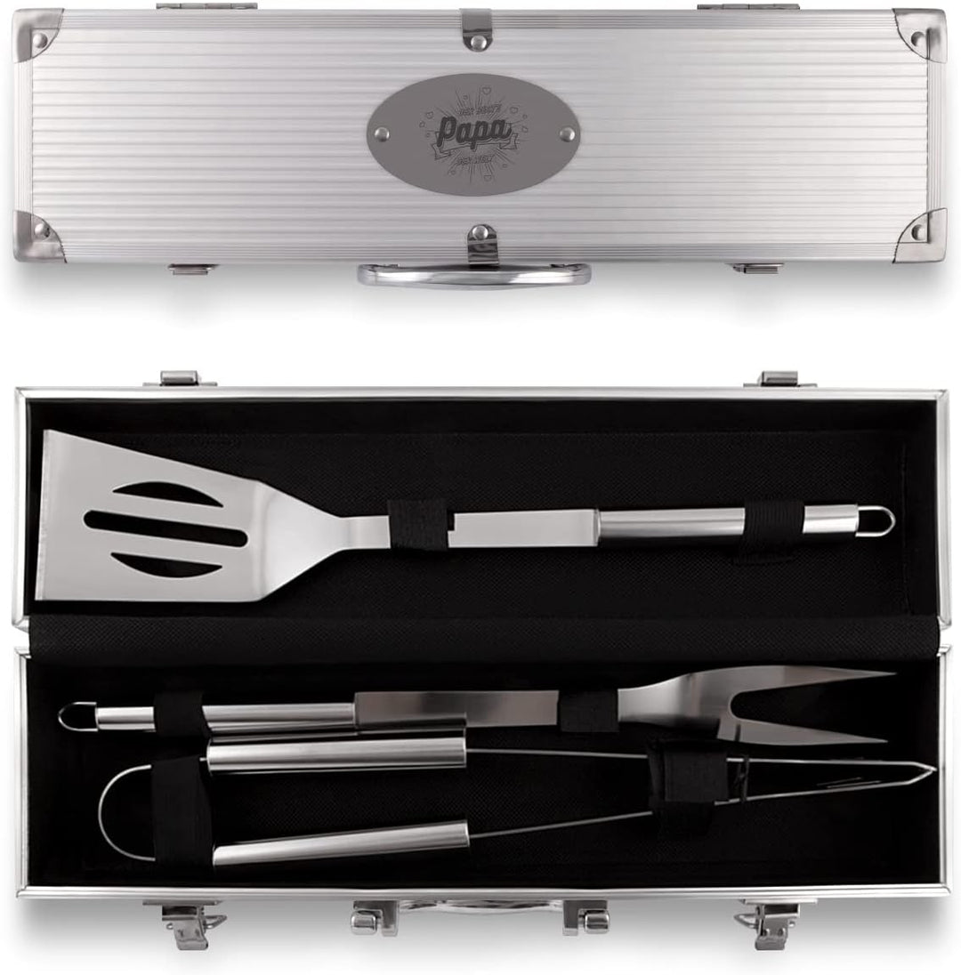 Grillkoffer 3-teilig Grillbesteck Edelstahl Grill Set Geschenkidee - der Beste Papa der Welt, der Be