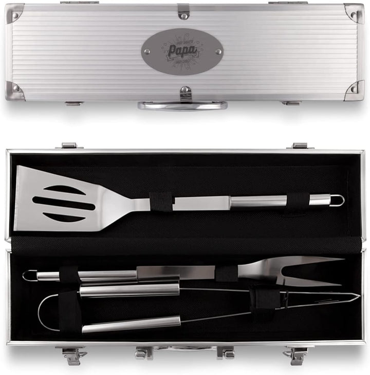 Grillkoffer 3-teilig Grillbesteck Edelstahl Grill Set Geschenkidee - der Beste Papa der Welt, der Be