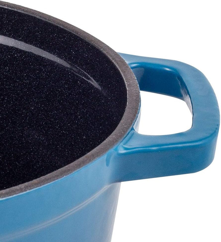 Vintage Cuisine Topf mit Deckel, emailliert, Gusseisen, 2,2 l, Blau
