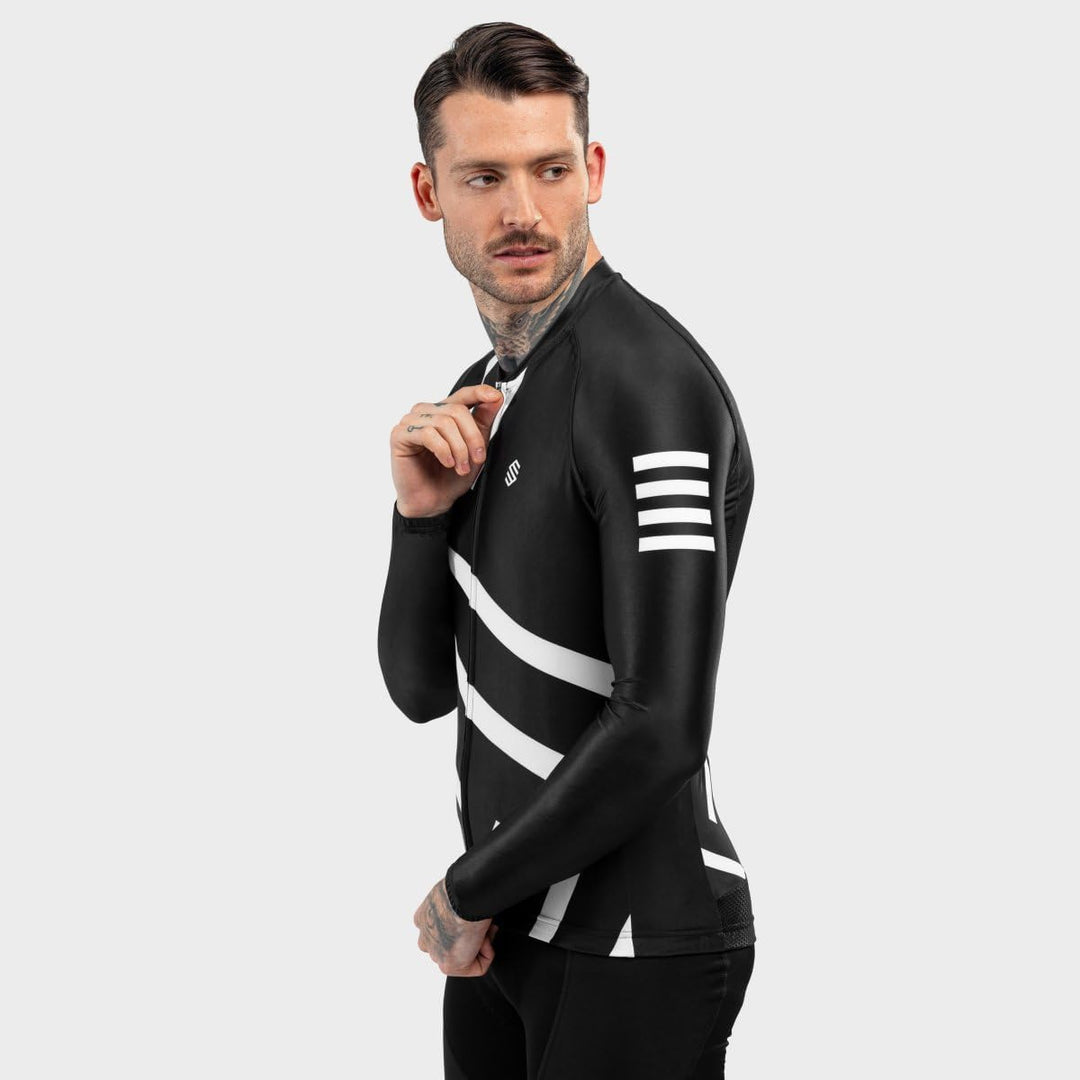 SIROKO - Radtrikot Langarm M2 Leader S Schwarz/Weiss, S Schwarz/Weiss