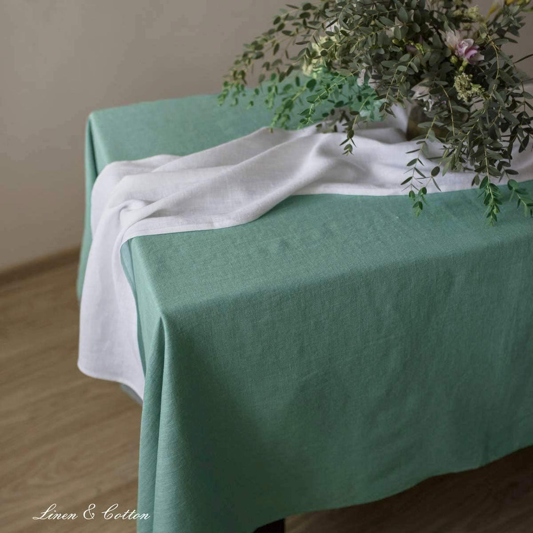 Linen & Cotton Tischdecke Stoff Tischtuch Tischwäsche Hygge - 100% Leinen, Mint Grün (80 x 80 cm) Mi