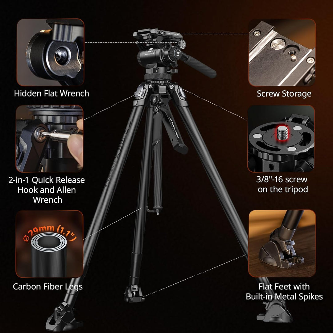 SMALLRIG x Potato Jet Tribex Hydraulisches Carbonfaser-Stativ Tripod, Schnell Ausziehbares Kamera-Vi