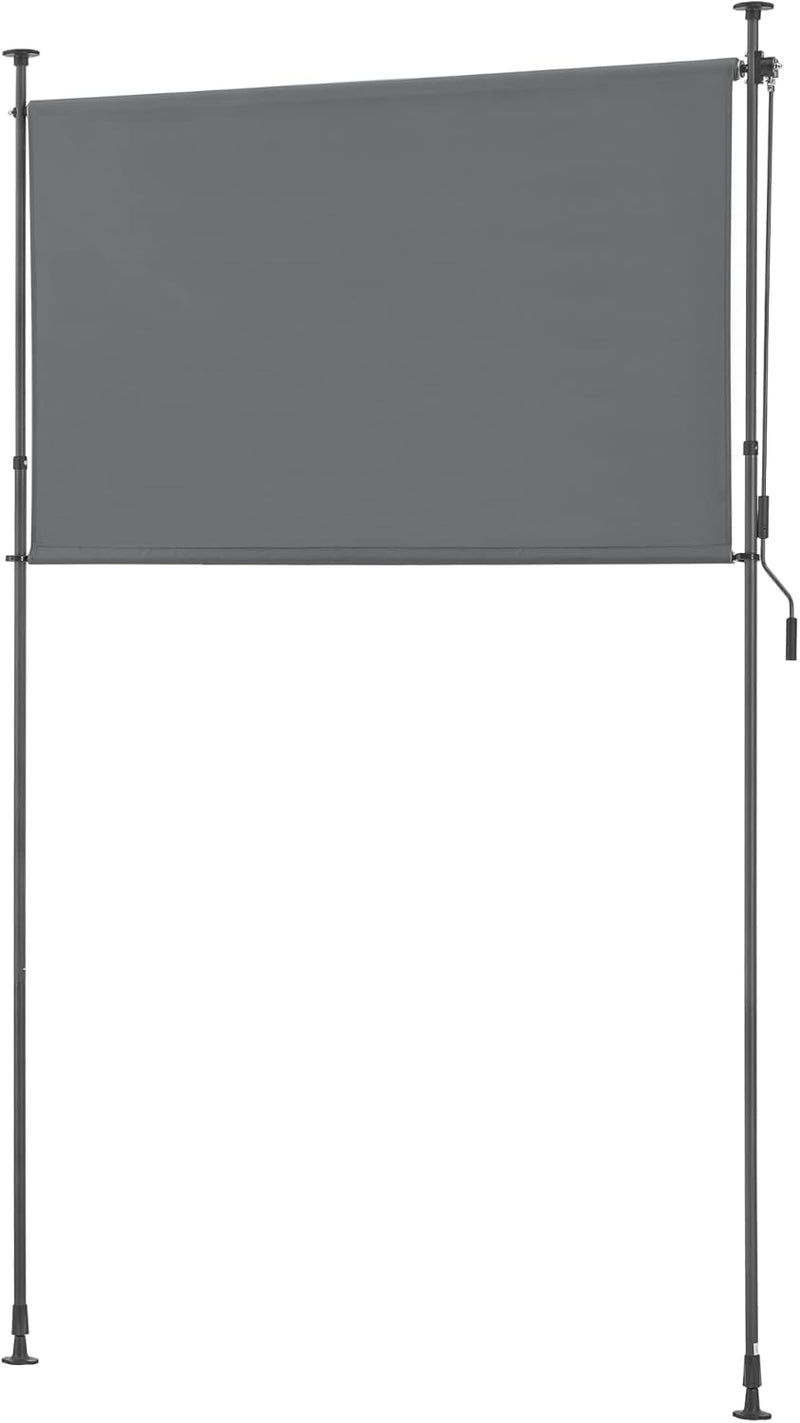 pro.tec Aussenrollo Cimarra 200 x 270 cm Balkonrollo Senkrechtmarkise mit Handkurbel Sichtschutz wit