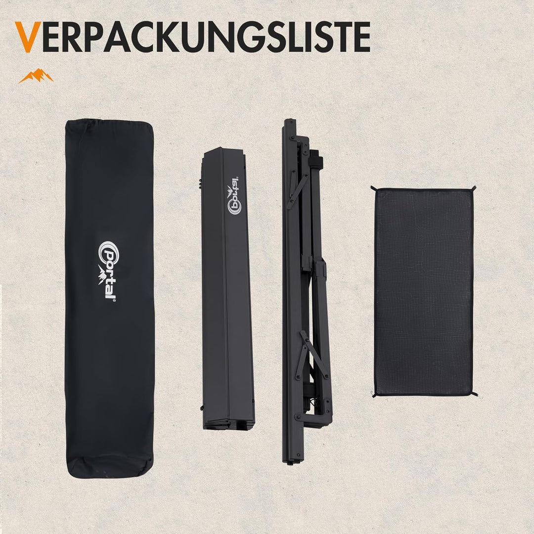 PORTAL Campingtisch faltbar Höhenverstellbar Klapptisch Aluminium 108 x 71cm rollbar Camping Tisch k
