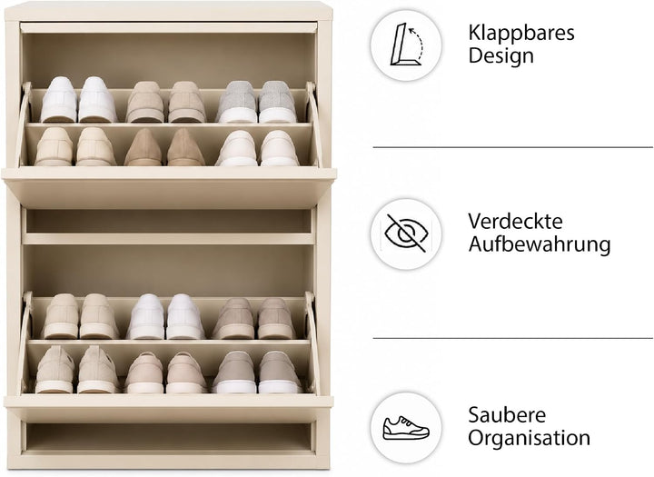 Schuhschrank Schmal, Metall Schuhkipper mit Magnet-Klappen, Schmaler Schuhschrank für Flur, Eingang
