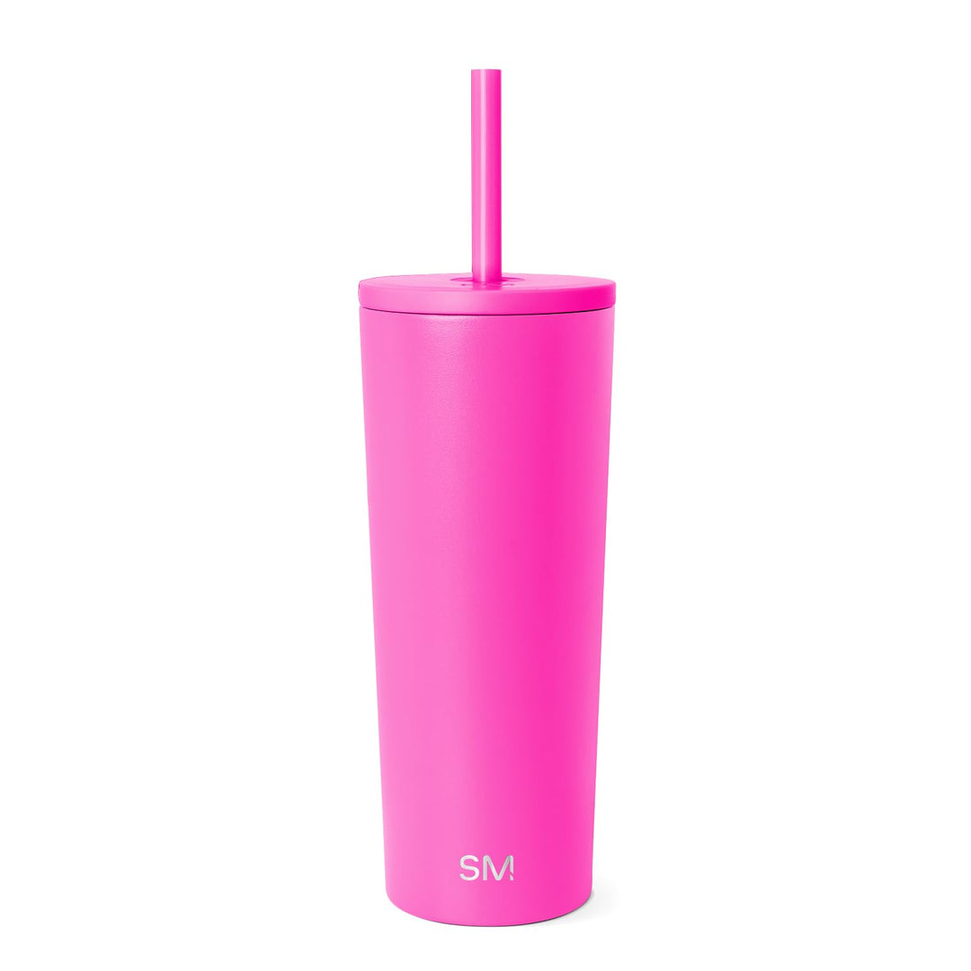Simple Modern Isolierter Becher mit Deckel und Strohhalm, Eiskaffeebecher, wiederverwendbar, Edelsta