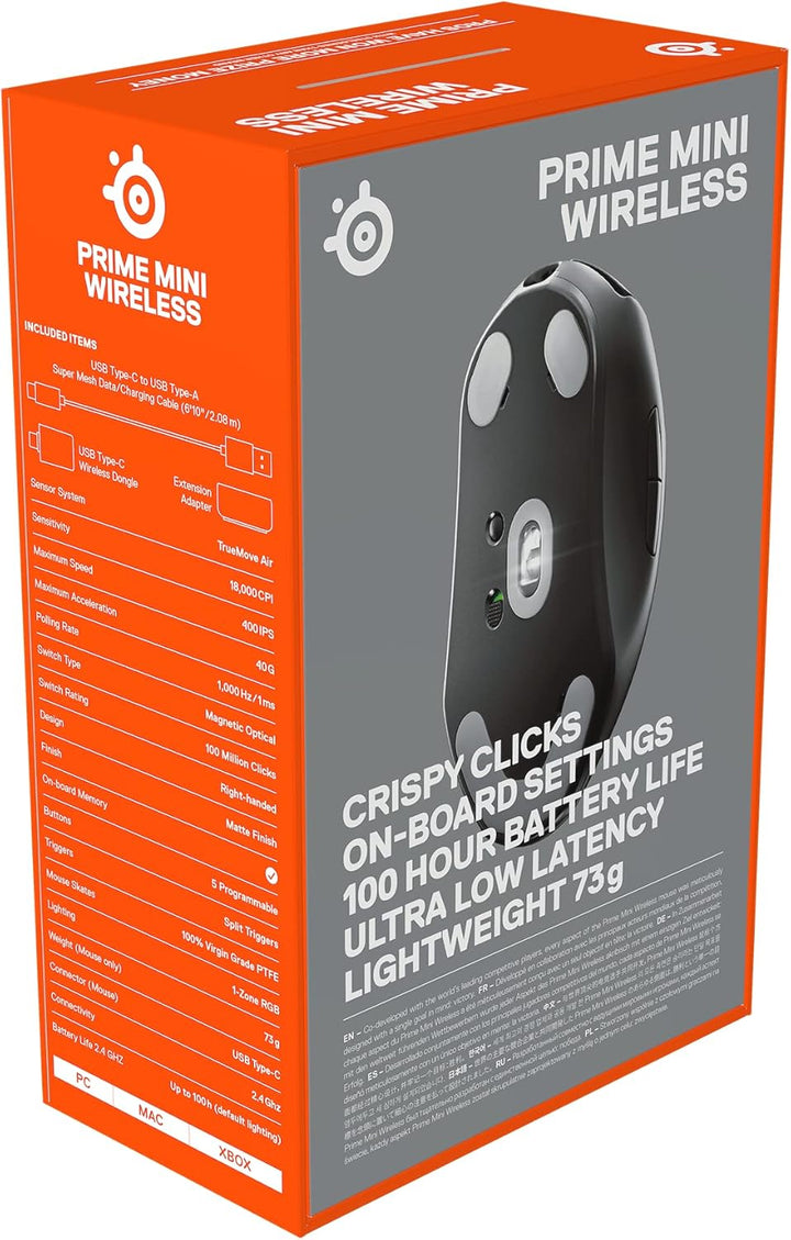 SteelSeries Prime Mini Wireless - Esports Leistung Kabellose Gaming-Maus - 100 Stunden Akkulaufzeit