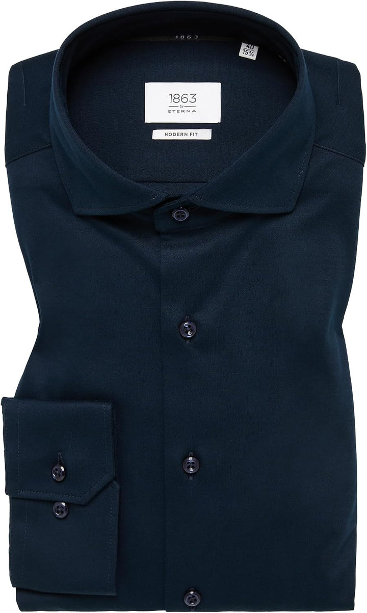ETERNA Male Jersey Shirt unifarben MODERN FIT 40 Dunkelblau, 40 Dunkelblau
