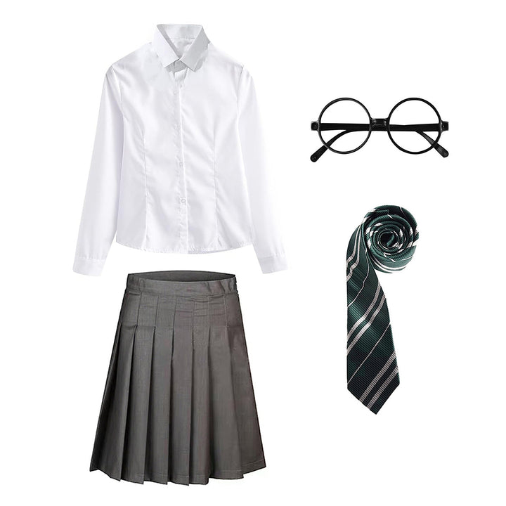 FStory&Winyee Zauberer Set Bluse Rock Weste Krawatte Brille Kostüm Zubehör für Kinder Erwachsene Zub