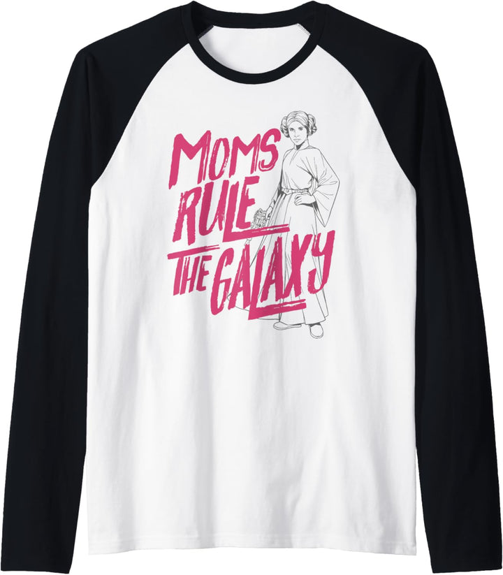 Star Wars Princess Leia Line Art Moms Rule The Galaxy Raglan