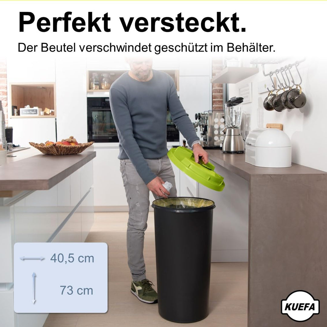 KUEFA BSC 60L Mülleimer, Müllsackständer, Gelber Sack Ständer inkl. Klemm-Ring für Müllbeutel, extra