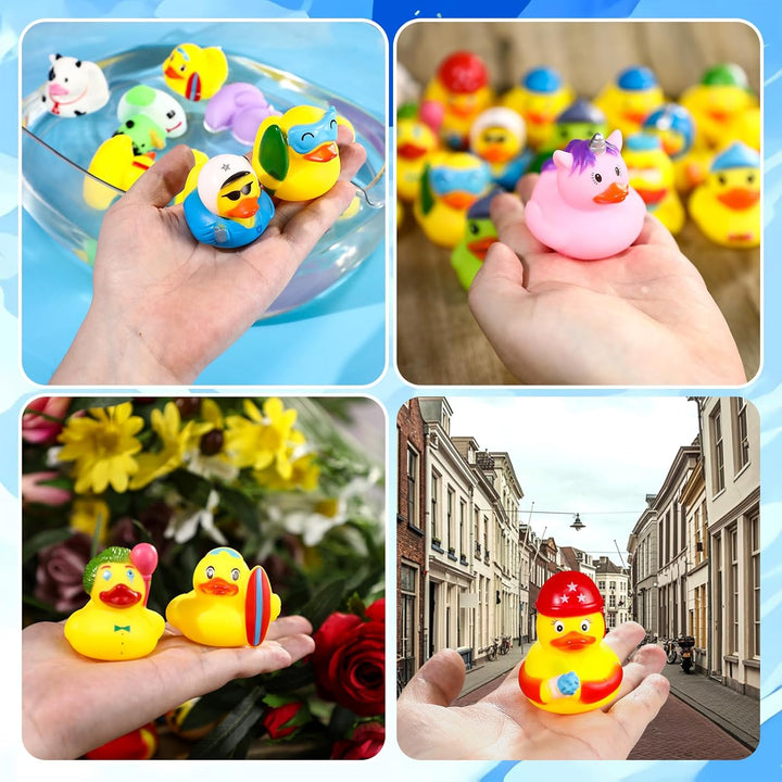 24 Stück Badeente Kinder Gummi Enten Lustige Badeenten Bunt Quietscheente Kleine Badespielzeug für K