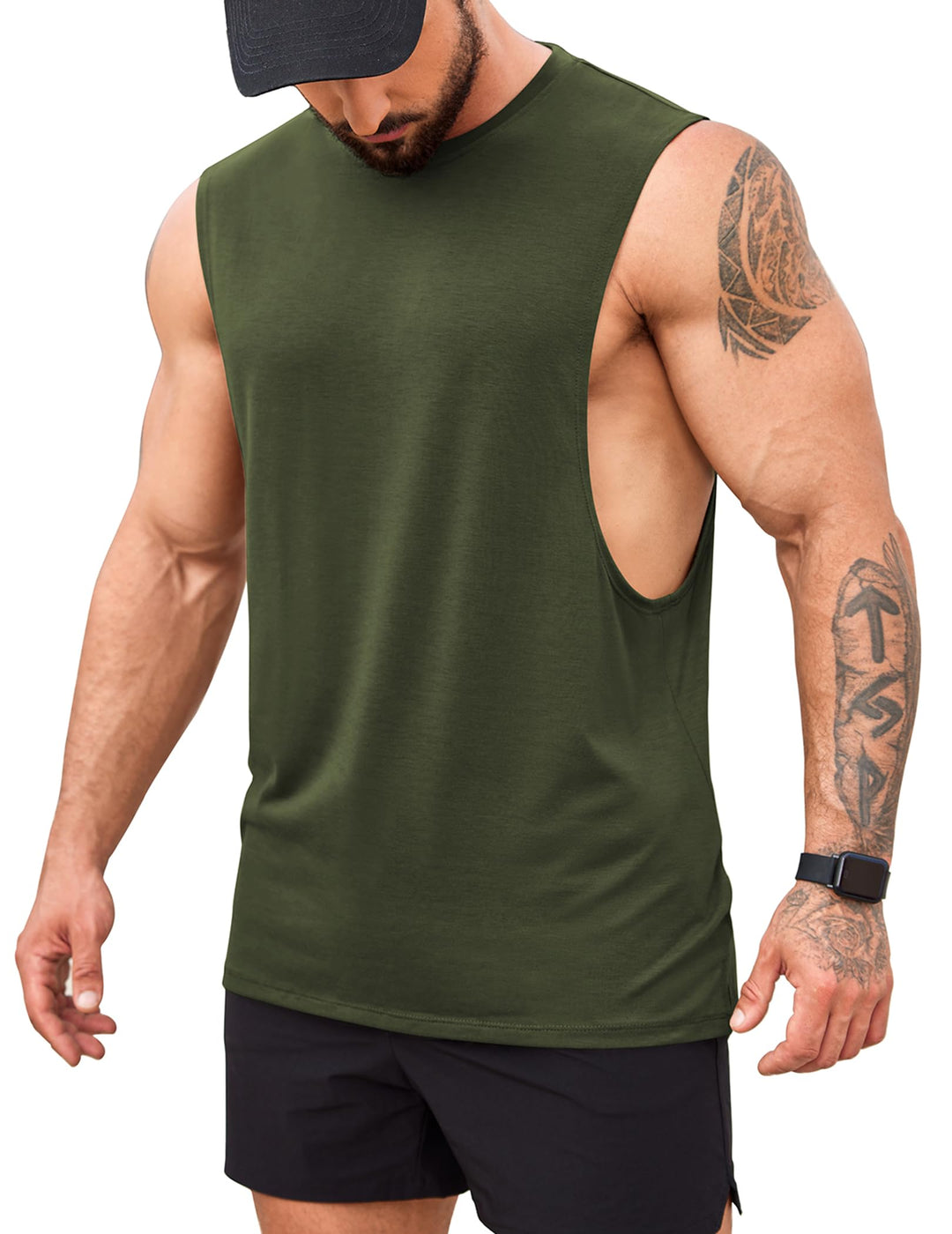 COOFANDY Tank Top Herren Gym Bodybuilding Shirts Ärmellose Muskelshirts Männer S Armeegrün(1 Stück),
