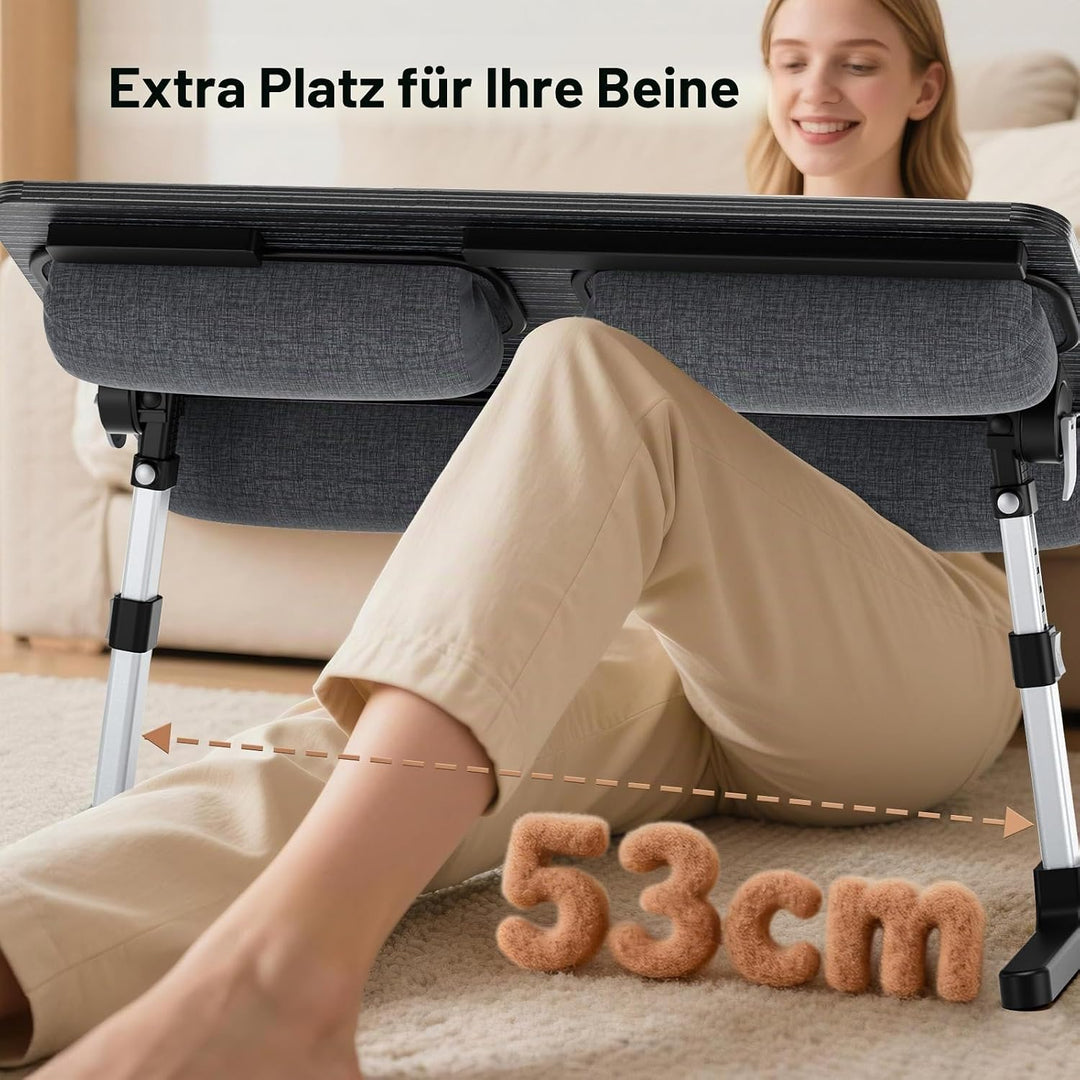 Laptoptisch für Bett 60 * 40cm, Betttisch Klappbar Höhenverstellbar und Winkelverstellbar, rutschfes