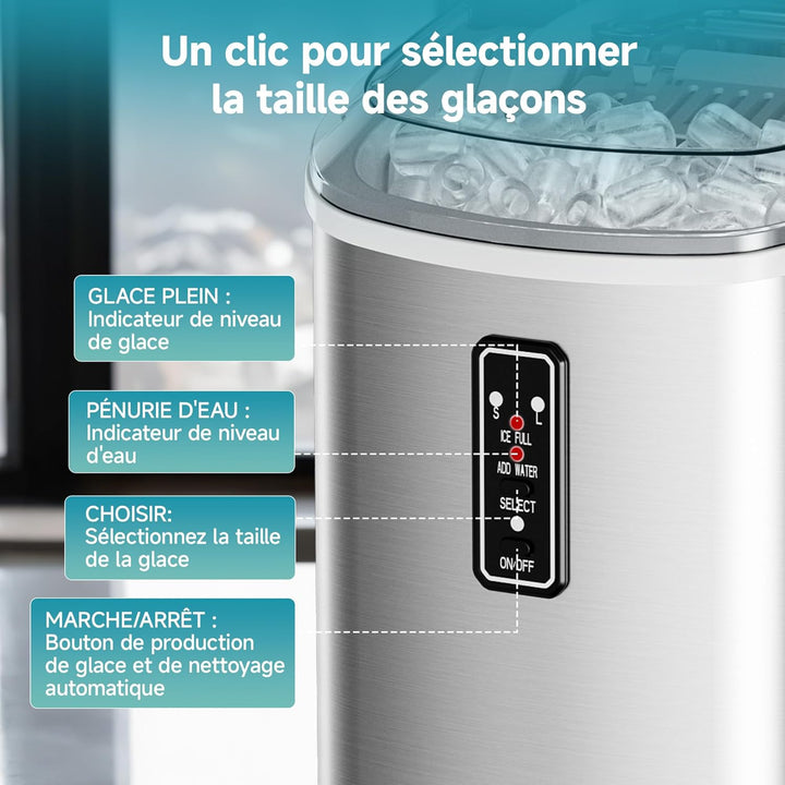 EUHOMY Kompakte Eiswürfelmaschine, 9 Eiswürfel fertig in 6 Minuten, 12 kg/Tag, Selbstreinigend mit T