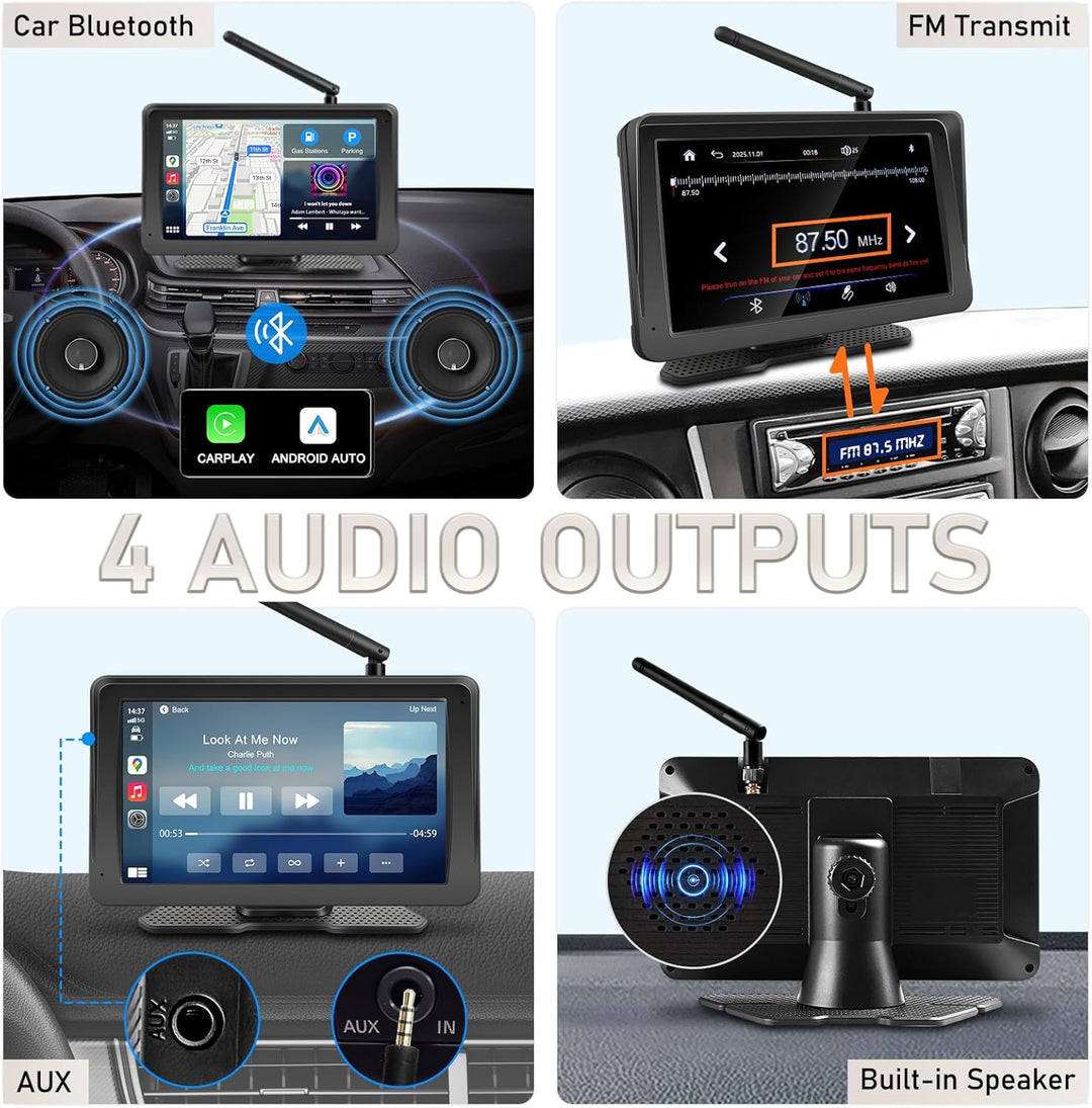 URVOLAX Rückfahrkamera Kabellos Funk: Tragbares 7 Zoll Apple CarPlay/Android Auto - 10.000mAh Akku B