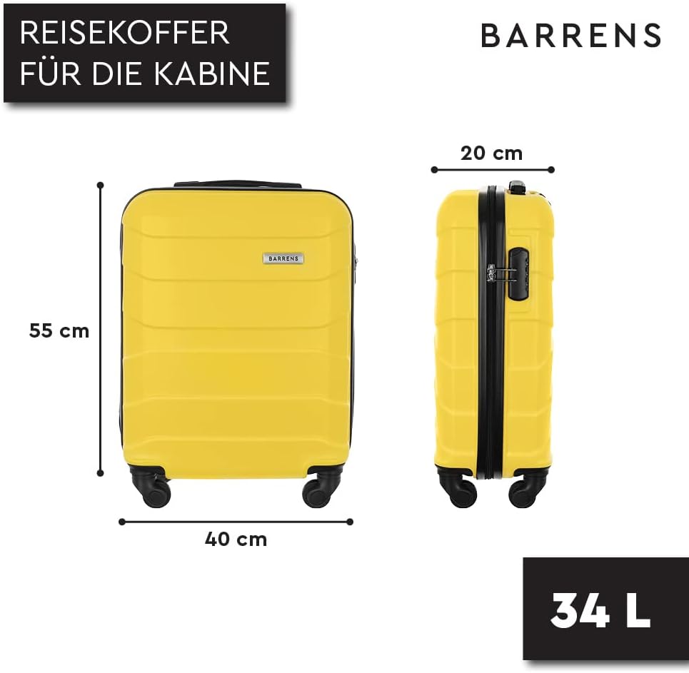 BARRENS Kabinenkoffer | Kabinengepäck | 55x40x20cm | 34 L | ABS-Material | Chiffrierschloss Reisekof