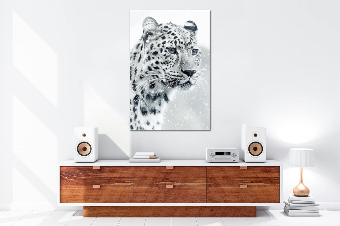 deyoli lauernder Leopard Format: 60x40 als Leinwand, Motiv fertig gerahmt auf Echtholzrahmen, Hochwe