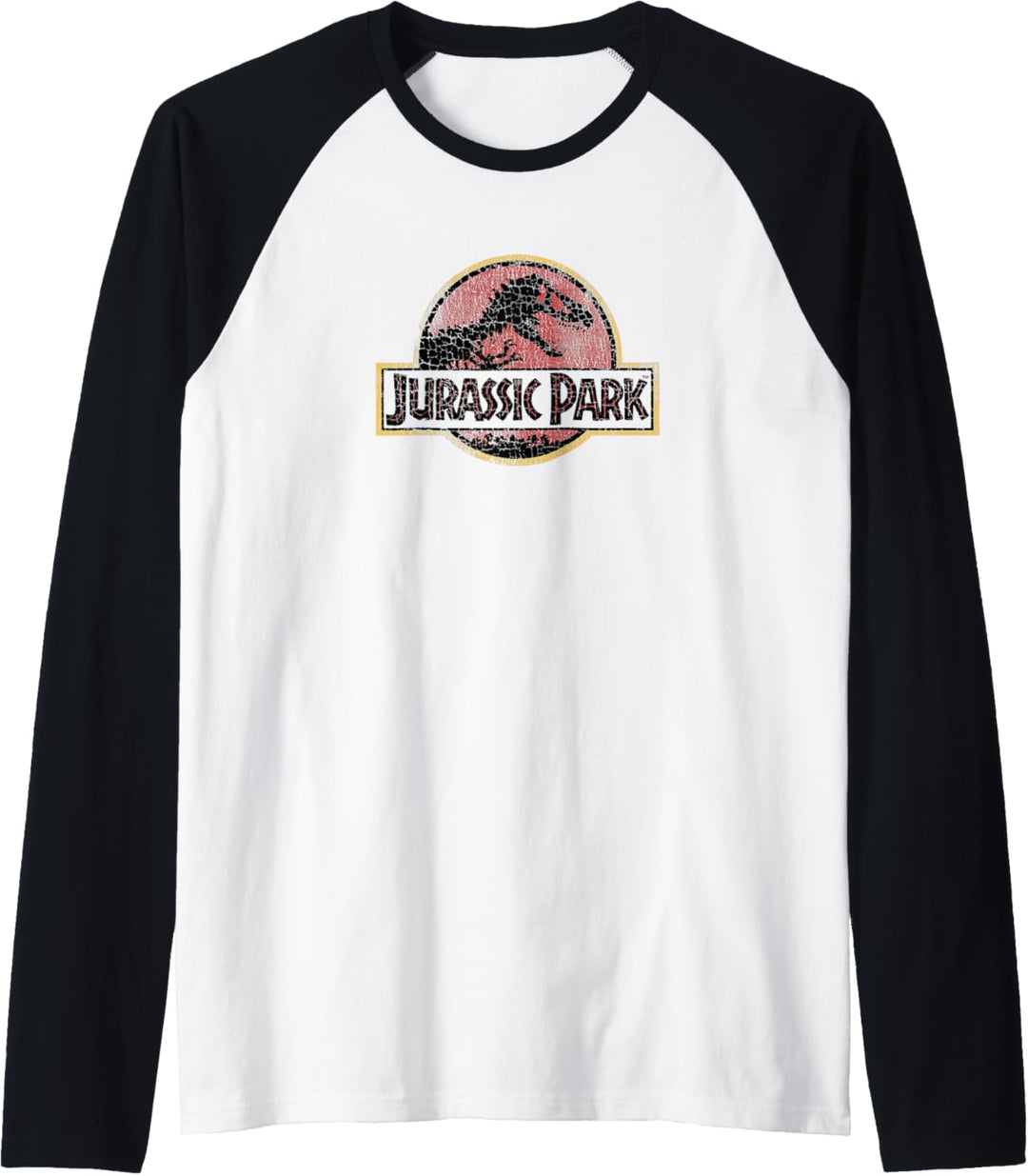 Jurassic Park Cracked Classic Vintage Logo Raglan