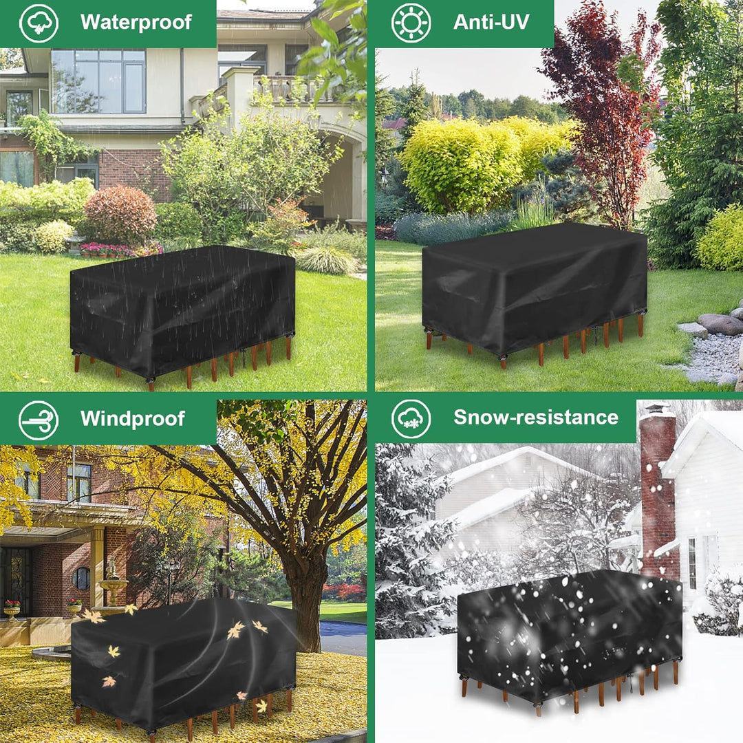 INMUA Abdeckung für Gartenmöbel, Rechteckig Gartenmöbel Abdeckung Wasserdicht Winddicht UV-Beständig