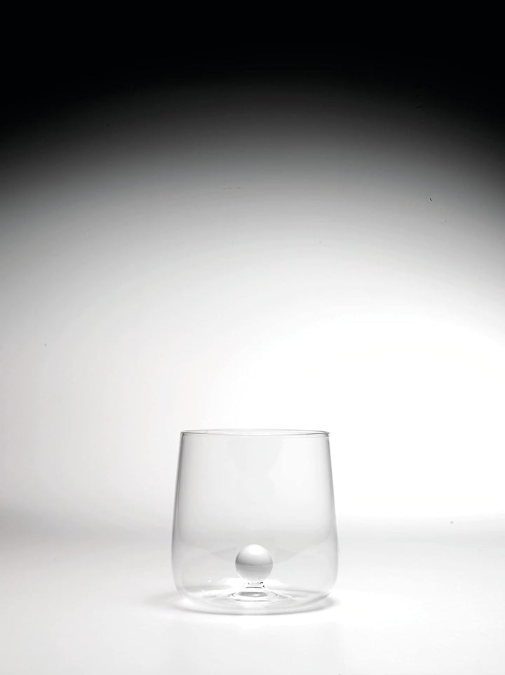 Zafferano Bilia Glasbecher - Handgemachtes Transparent Glas, Verziert mit bunter Glaskugel im Innere