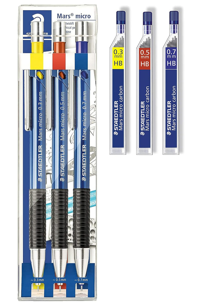 Staedtler 775SCWP3 - Marsmicro 0,3-0,7 3er Set farbig (1, inkl. Minen 03 HB?05 HB?07HB) inkl. Minen