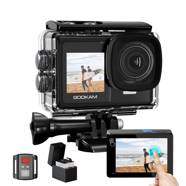 GOOKAM 4K 60fps 24MP Action Cam WiFi Actionkamera Dualscreen Touchscreen 40M Unterwasserkamera EIS S