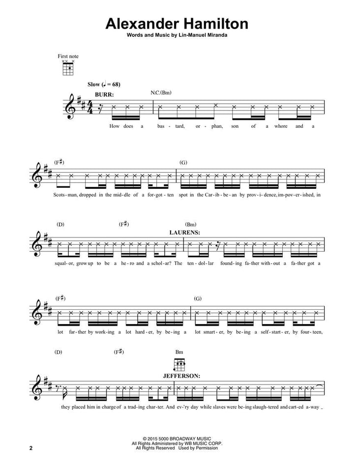 Ukulele Selections: Noten, Sammelband für Ukulele: An American Musical by Lin-Manuel Miranda. Noten,